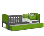 Dětská postel TAMI P2 80x190 cm s šedou konstrukcí v zelené barvě s přistýlkou