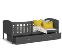 Dětská postel TAMI P 80x160 cm s šedou konstrukcí v šedé barvě se šuplíkem