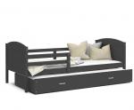 Dětská postel MATYAS P2 80x190 cm s šedou konstrukcí v šedé barvě s přistýlkou