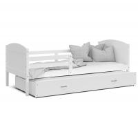 Dětská postel MATYAS P2 90x200 cm s bílou konstrukcí v bílé barvě s přistýlkou