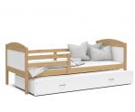 Dětská postel MATYAS P2 90x200 cm s borovicovou konstrukcí v bílé barvě s přistýlkou