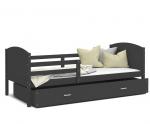 Dětská postel MATYAS P 80x190 cm s šedou konstrukcí v šedé barvě se šuplíkem.