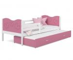 Dětská postel MAX P2 80x190 cm s bílou konstrukcí v růžové barvě s motivem motýlků