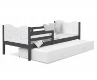 Dětská postel MAX P2 80x190 cm s šedou konstrukcí v bílé barvě s motivem motýlků