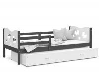 Dětská postel MAX P2 90x200cm s šedou konstrukcí v bílé barvě s motivem motýlků