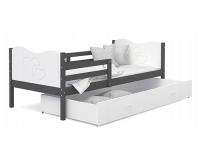 Dětská postel MAX P 80x160cm s šedou konstrukcí v bílé barvě s motivem srdíček
