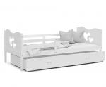 Dětská postel MAX P 80x190cm s bílou konstrukcí v bílé barvě s motivem srdíček
