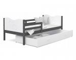 Dětská postel MAX P 90x200cm s šedou konstrukcí v bílé barvě s motivem srdíček