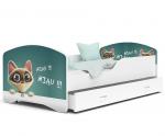 Dětská postel IGOR  80x160  cm v bílé barvě se šuplíkem KOČKA