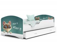 Dětská postel IGOR  80x160  cm v bílé barvě se šuplíkem KOČKA