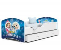 Dětská postel IGOR  80x160  cm v bílé barvě se šuplíkem SNĚŽNÉ PRINCEZNY