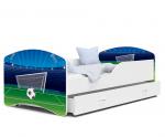 Dětská postel IGOR  80x180  cm v bílé barvě se šuplíkem FOTBAL