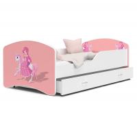 Dětská postel IGOR  80x180  cm v bílé barvě se šuplíkem PRINCEZNA