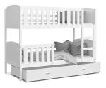Dětská patrová postel TAMI 80x160 cm s bílou konstrukcí v bílé barvě