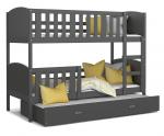Dětská patrová postel TAMI 3 80x190 cm s šedou konstrukcí v šedé barvě s přistýlkou
