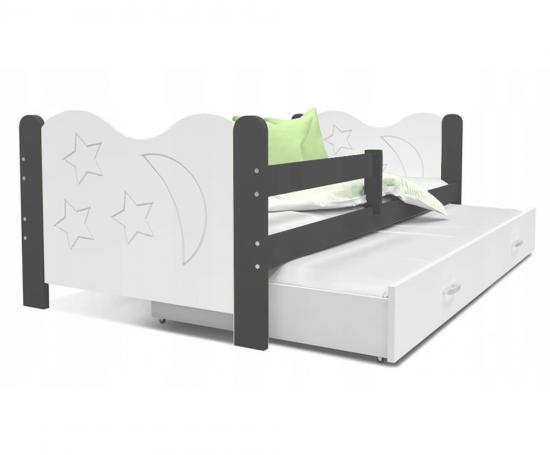 Dětská postel MIKOLAJ P2 80x190 cm s šedou konstrukcí v bílé barvě s přistýlkou