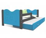 Dětská postel MIKOLAJ P2 80x190 cm s šedou konstrukcí v modré barvě s přistýlkou