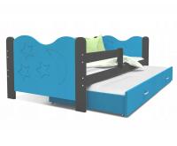Dětská postel MIKOLAJ P2 80x190 cm s šedou konstrukcí v modré barvě s přistýlkou
