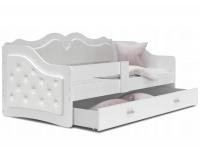 Dětská postel LILI 80x160cm s bílou konstrukcí a s bílým čalouněním