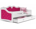 Dětská postel LILI 80x160cm s bílou konstrukcí a s červeným čalouněním