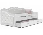 Dětská postel LILI 80x180cm s bílou konstrukcí a s bílým čalouněním