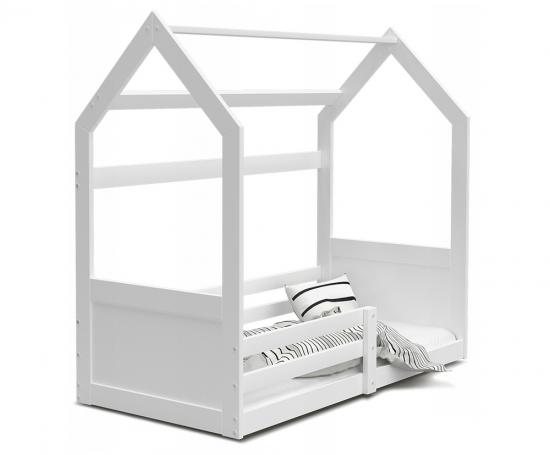 Dětská postel DOMEK MIKI 80x190 cm v bílé barvě se zabranami
