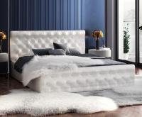 Luxusní postel CHICAGO TRINITY 90x200 s kovovým zdvižným roštem BÍLÁ