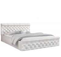 Luxusní postel CHICAGO EKO KŮŽE 120x200 s kovovým zdvižným roštem BÍLÁ