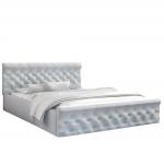 Luxusní postel CHICAGO EKO KŮŽE 160x200 s kovovým zdvižným roštem SVĚTLE ŠEDÁ