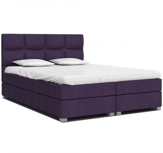 Luxusní postel SPRING BOX 160x200 s dřevěným zdvižným roštem FIALOVÁ