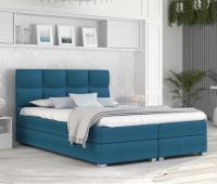 Luxusní postel SPRING BOX 180x200 s dřevěným zdvižným roštem TYRKYSOVÁ