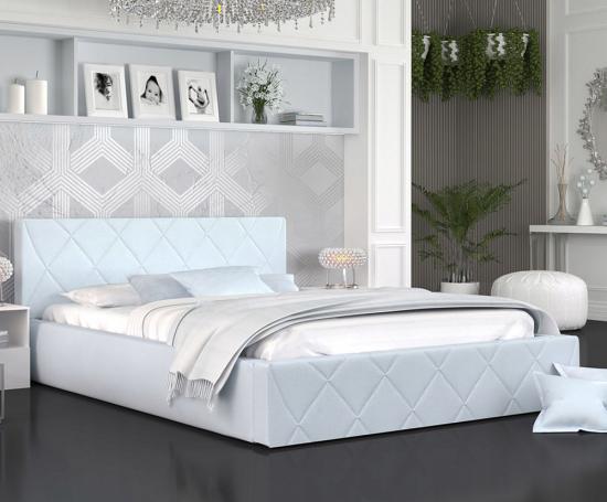 Luxusní postel CARO 120x200 s kovovým zdvižným roštem SVĚTLE MODRÁ