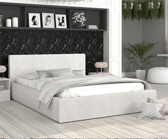Luxusní postel CARO 140x200 s kovovým zdvižným roštem BÍLÁ