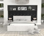 Luxusní postel CARO 180x200 s kovovým zdvižným roštem BÍLÁ