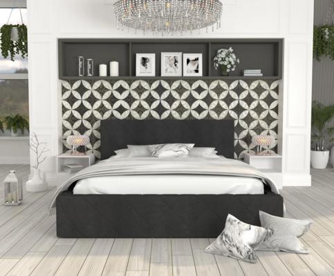 Luxusní postel CARO 180x200 s kovovým zdvižným roštem ČERNÁ