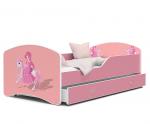 Dětská postel IGOR  80x180  cm v růžové barvě se šuplíkem VZOR 9