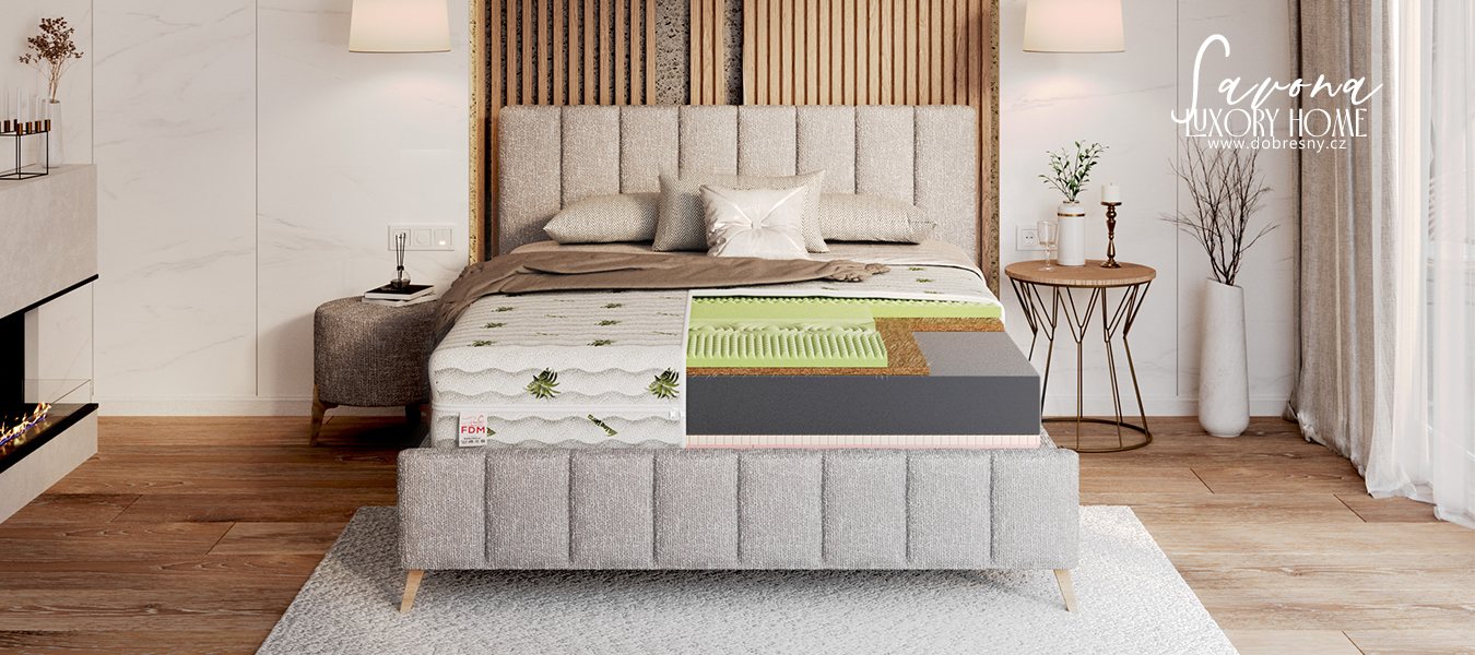 Zdravotní pěnová matrace SAVONA ALOE VERA 80x200 cm paměťová pěna i HR studená pěna