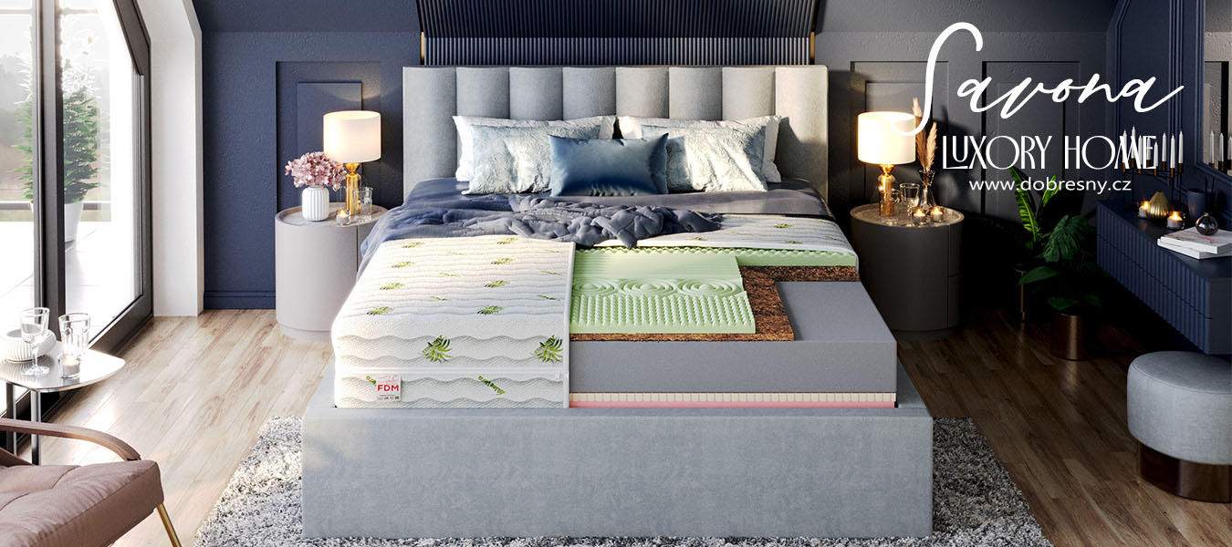 Zdravotní pěnová matrace SAVONA ALOE VERA 90x200 cm paměťová pěna i HR studená pěna