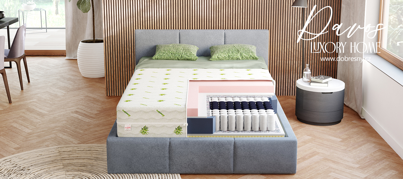 Zdravotní matrace DAVOS ALOE VERA 200x200 cm s latexem 28 cm