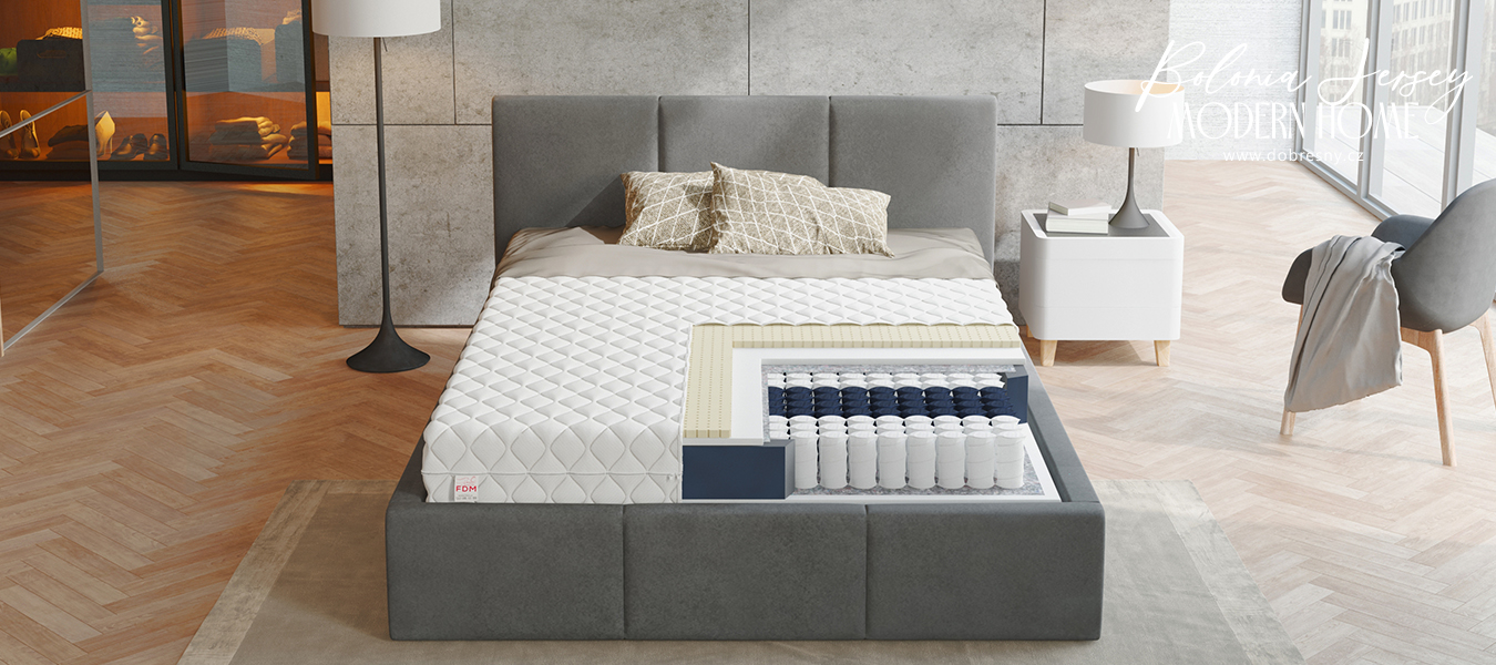 Taštičková matrace BOLONIA JERSEY 90x200 cm s latexem 18 cm