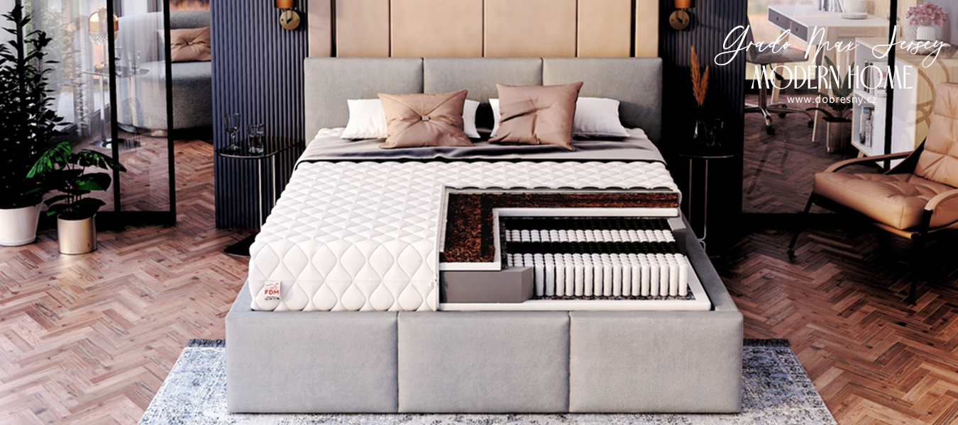 Taštičková matrace GRADO MAX JERSEY 180x200 cm s KOKOSEM 24 cm