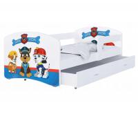 Dětská postel LUKI se šuplíkem BÍLÁ 160x80 vzor SUPER PSI