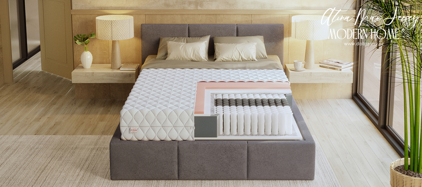 Taštičková matrace ATINA MAX JERSEY 200x200 cm s VISCO pěnou 24 cm