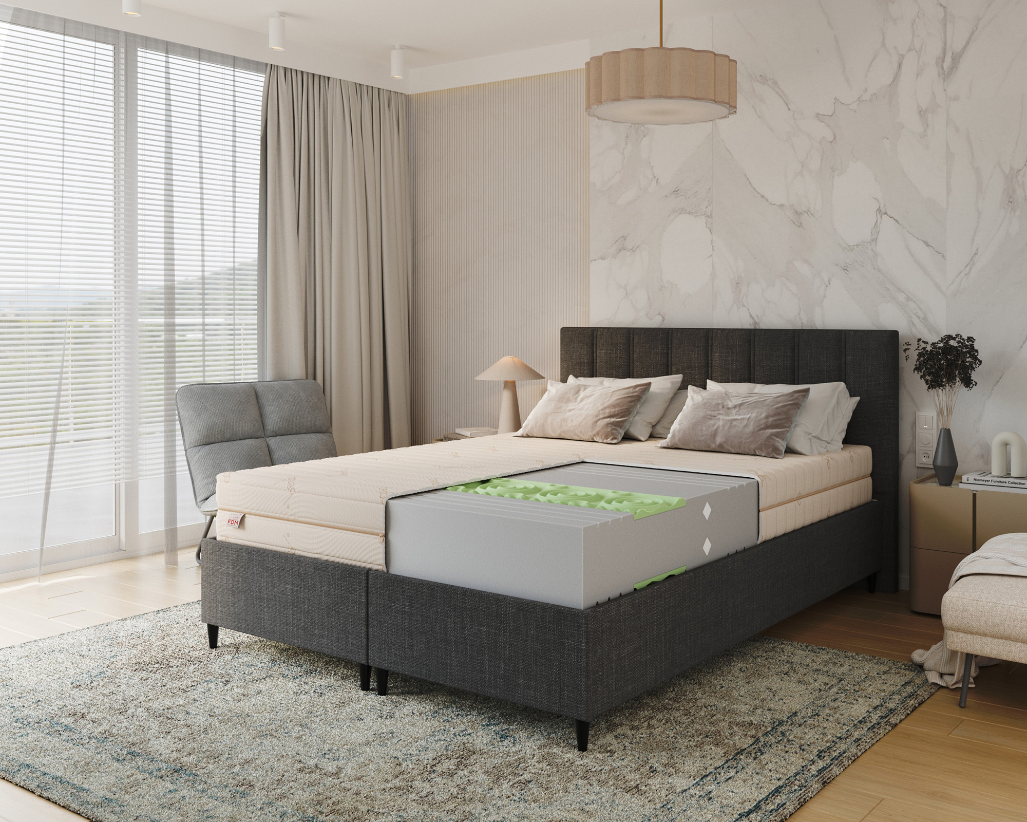Pěnová matrace HYBRID BAMBOO 80x200 cm 21 cm