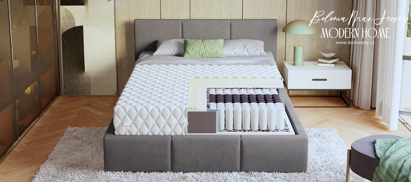 Taštičková matrace BOLONIA MAX JERSEY 160x200 cm s latexem 24 cm