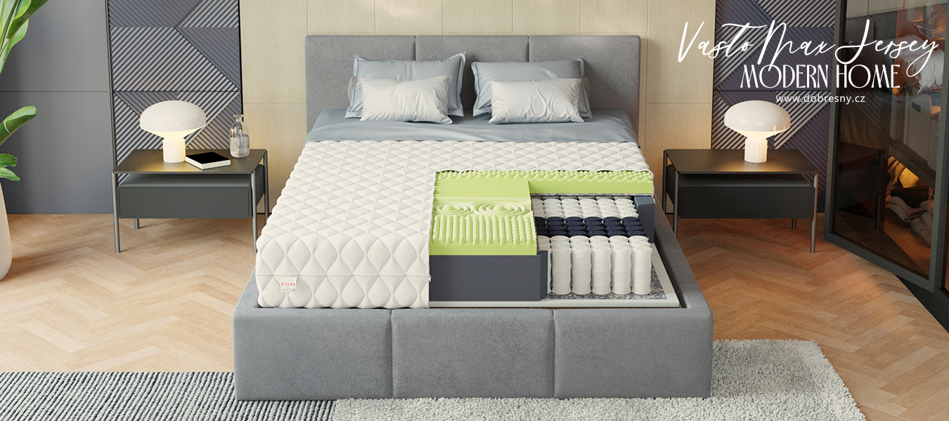 Taštičková matrace VASTO MAX JERSEY 140x200 cm s KOKOSEM 25 cm