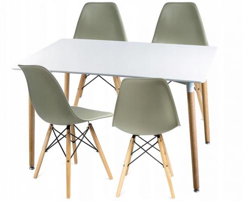 Moderní set židle se stolem ŠEDÁ (4 židle, 1 stůl)