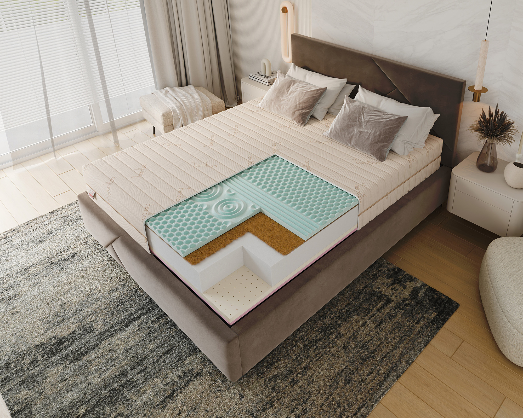 Ortopedická pěnová matrace s latexem RELAX Bamboo 21 cm – 90×200 cm