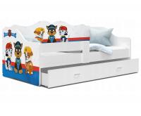 Dětská jednolůžková postel LILI bílá VZOR pejsci 80x160