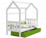 Dětská postel DOMEK 2 se šuplíkem 190x80 cm bílá zelená